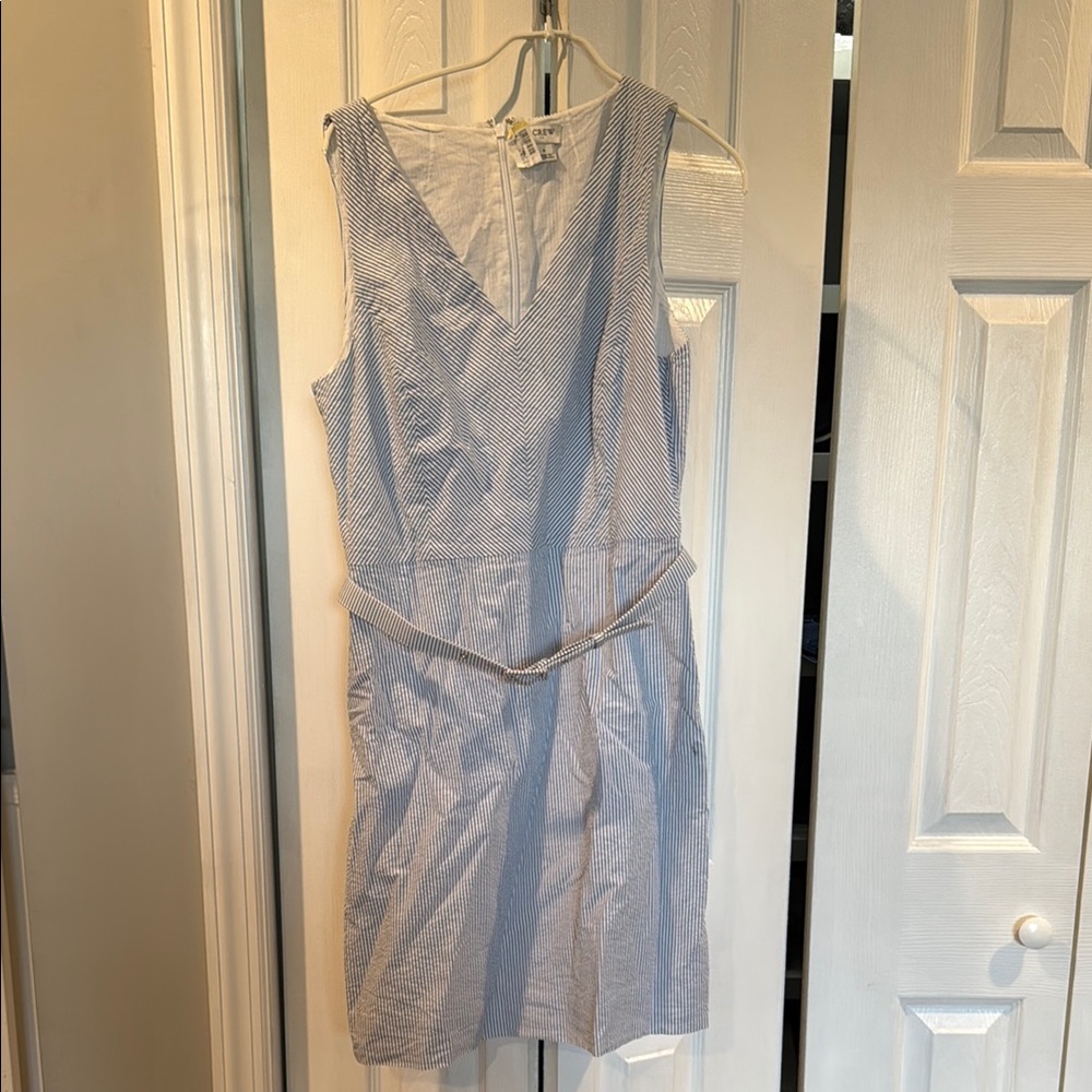 J. Crew Blue and White Striped Mini Dress